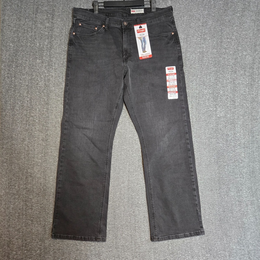 Wrangler Men's Size 34x30 Relaxed Boot Free To Stretch Jeans Dark Gray NWT